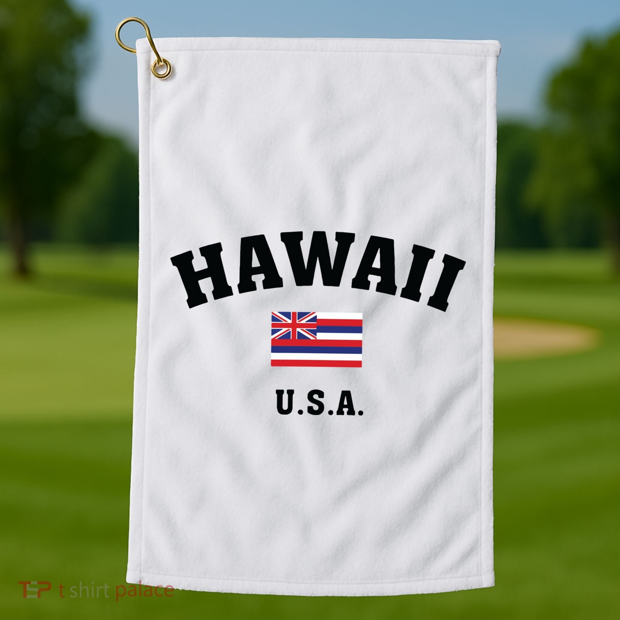 Hawaii Usa With American Flag Golf Towel