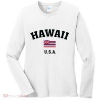 Hawaii Usa With American Flag Women's Long Sleeve Shirt thumb 0