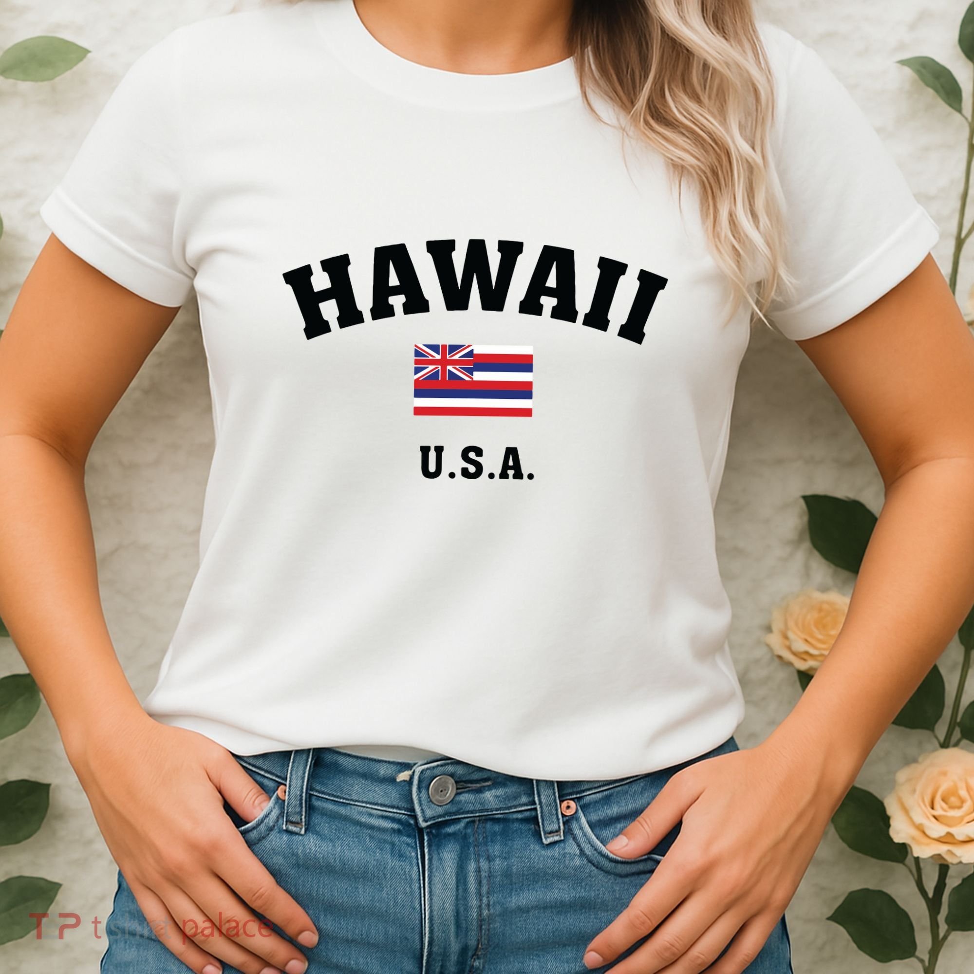 Hawaii Usa With American Flag Women's T-Shirt