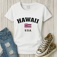 Hawaii Usa With American Flag Women's T-Shirt thumb 3