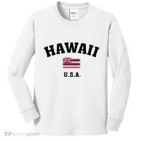 Hawaii Usa With American Flag Kids Long Sleeve Shirt thumb 0