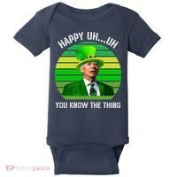 Happy Uh You Know The Thing Joe Biden Clover St Patricks Day Baby Bodysuit thumb 0