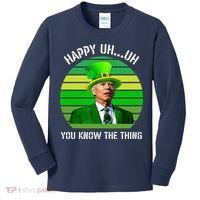 Happy Uh You Know The Thing Joe Biden Clover St Patricks Day Kids Long Sleeve Shirt thumb 0