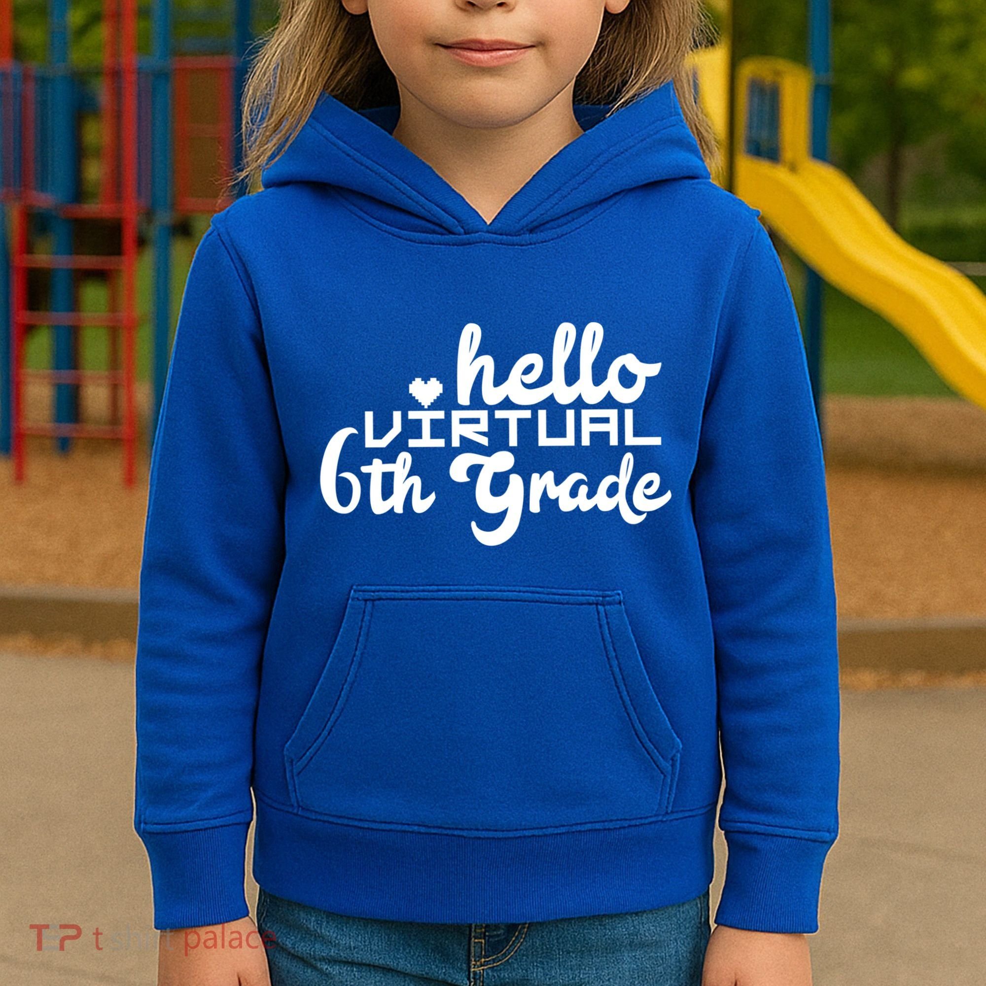 Hello Virtual 6Th Grade Distance Learning Sixth Grade Gift Kids Hoodie