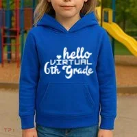 Hello Virtual 6Th Grade Distance Learning Sixth Grade Gift Kids Hoodie thumb 3