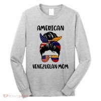 Half Venezuelan American Mom Messy Bun Flag Mothers Day Long Sleeve Shirt thumb 0