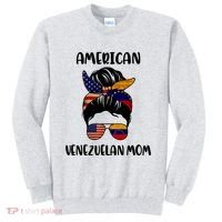 Half Venezuelan American Mom Messy Bun Flag Mothers Day Sweatshirt thumb 0