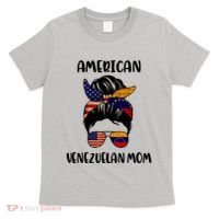 Half Venezuelan American Mom Messy Bun Flag Mothers Day T-Shirt thumb 0