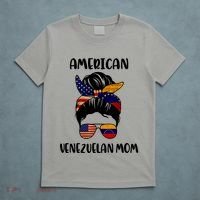 Half Venezuelan American Mom Messy Bun Flag Mothers Day T-Shirt thumb 5