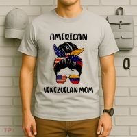 Half Venezuelan American Mom Messy Bun Flag Mothers Day T-Shirt thumb 6