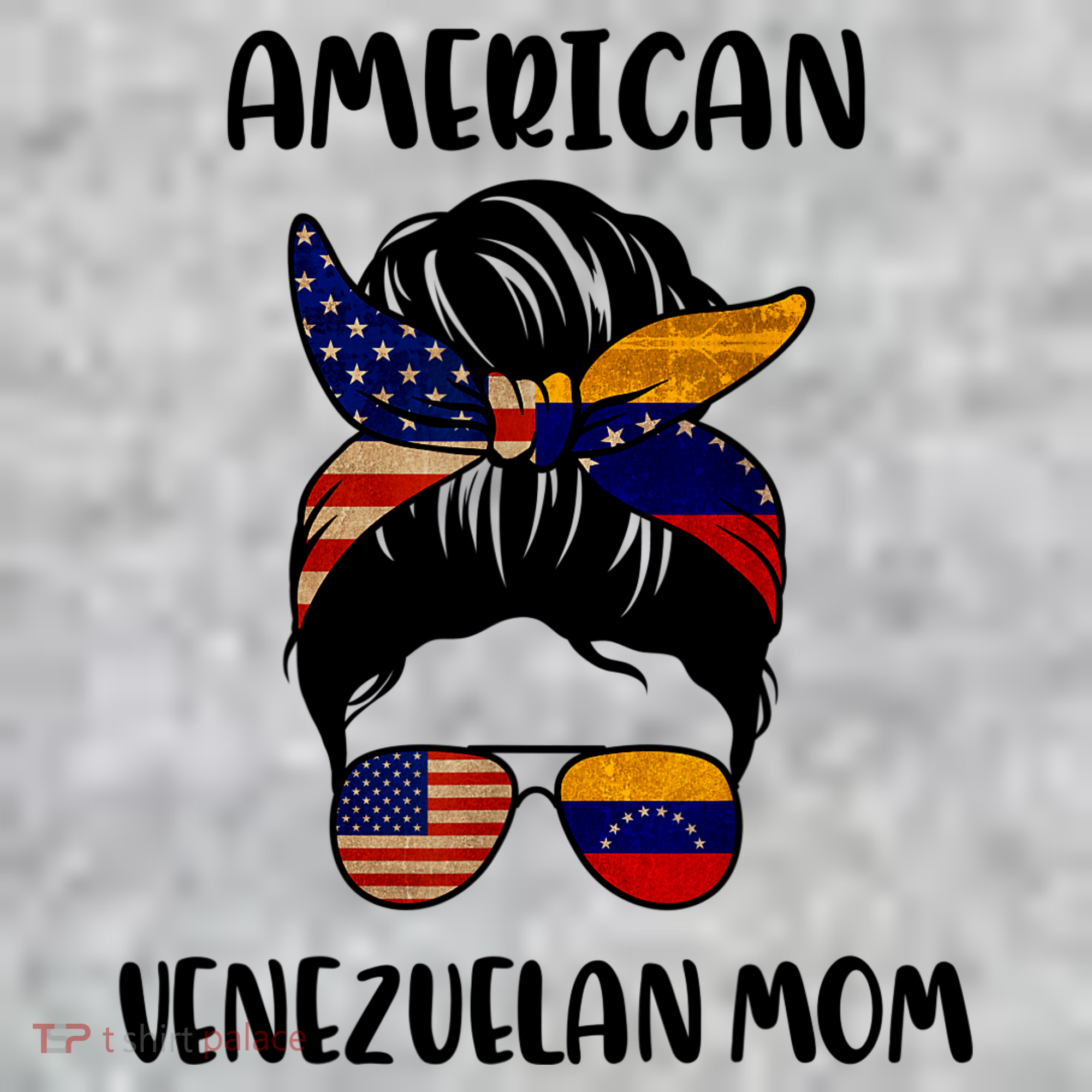 Half Venezuelan American Mom Messy Bun Flag Mothers Day T-Shirt