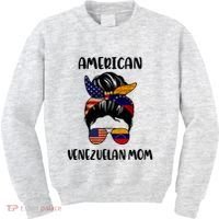 Half Venezuelan American Mom Messy Bun Flag Mothers Day Kids Sweatshirt thumb 0