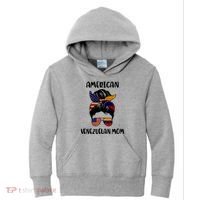 Half Venezuelan American Mom Messy Bun Flag Mothers Day Kids Hoodie thumb 0