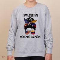 Half Venezuelan American Mom Messy Bun Flag Mothers Day Women's Sweatshirt thumb 0