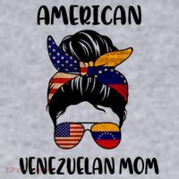 Half Venezuelan American Mom Messy Bun Flag Mothers Day Women's Sweatshirt thumb 2