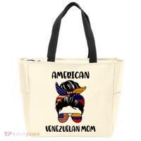 Half Venezuelan American Mom Messy Bun Flag Mothers Day Tote Bag thumb 0