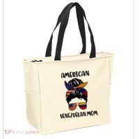 Half Venezuelan American Mom Messy Bun Flag Mothers Day Tote Bag thumb 2
