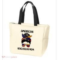 Half Venezuelan American Mom Messy Bun Flag Mothers Day Tote Bag thumb 3