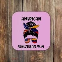 Half Venezuelan American Mom Messy Bun Flag Mothers Day Coaster thumb 0