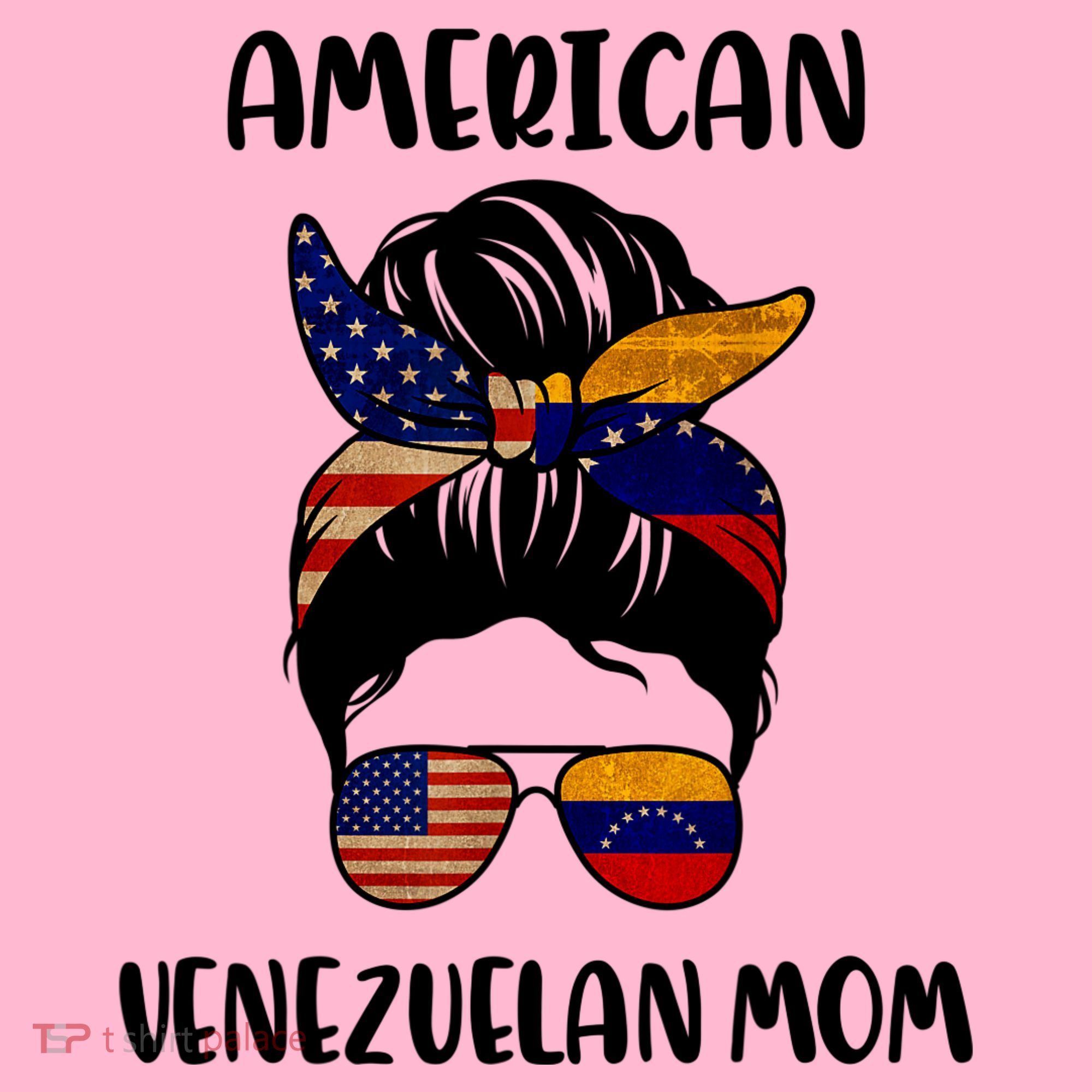Half Venezuelan American Mom Messy Bun Flag Mothers Day Coaster