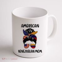 Half Venezuelan American Mom Messy Bun Flag Mothers Day Coffee Mug thumb 1