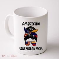 Half Venezuelan American Mom Messy Bun Flag Mothers Day Coffee Mug thumb 0