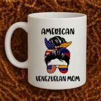 Half Venezuelan American Mom Messy Bun Flag Mothers Day Coffee Mug thumb 2