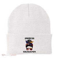Half Venezuelan American Mom Messy Bun Flag Mothers Day Beanie thumb 0