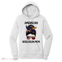 Half Venezuelan American Mom Messy Bun Flag Mothers Day Women's Hoodie thumb 0