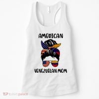 Half Venezuelan American Mom Messy Bun Flag Mothers Day Women's Tank Top thumb 0
