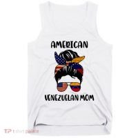 Half Venezuelan American Mom Messy Bun Flag Mothers Day Tank Top thumb 0