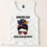 Half Venezuelan American Mom Messy Bun Flag Mothers Day Tank Top thumb 2