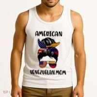 Half Venezuelan American Mom Messy Bun Flag Mothers Day Tank Top thumb 3