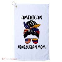 Half Venezuelan American Mom Messy Bun Flag Mothers Day Golf Towel thumb 0