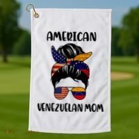 Half Venezuelan American Mom Messy Bun Flag Mothers Day Golf Towel thumb 1