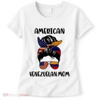 Half Venezuelan American Mom Messy Bun Flag Mothers Day Women's T-Shirt thumb 0