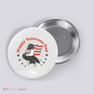 Happy Veterans Day Eagle Button