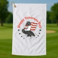 Happy Veterans Day Eagle Golf Towel thumb 1