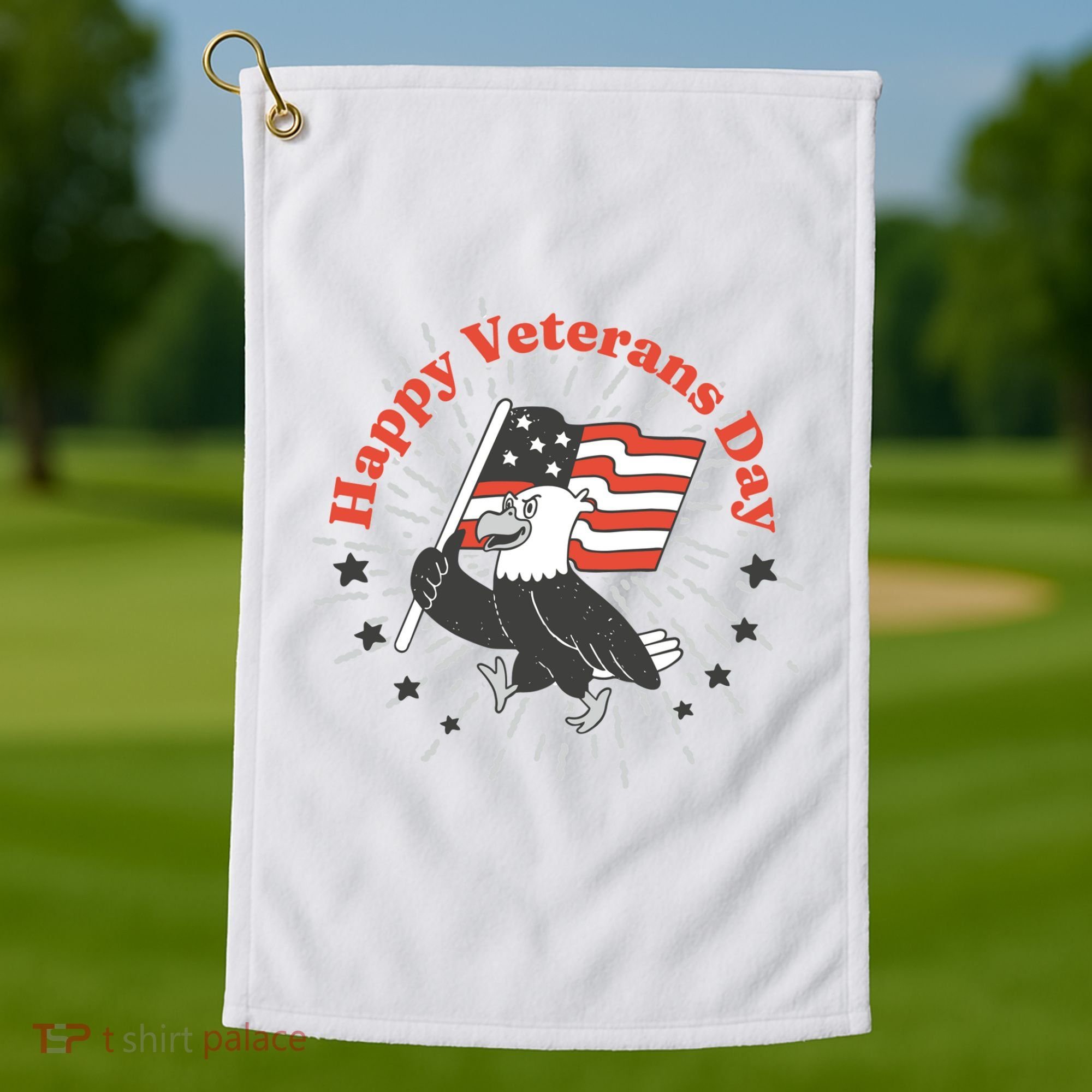 Happy Veterans Day Eagle Golf Towel
