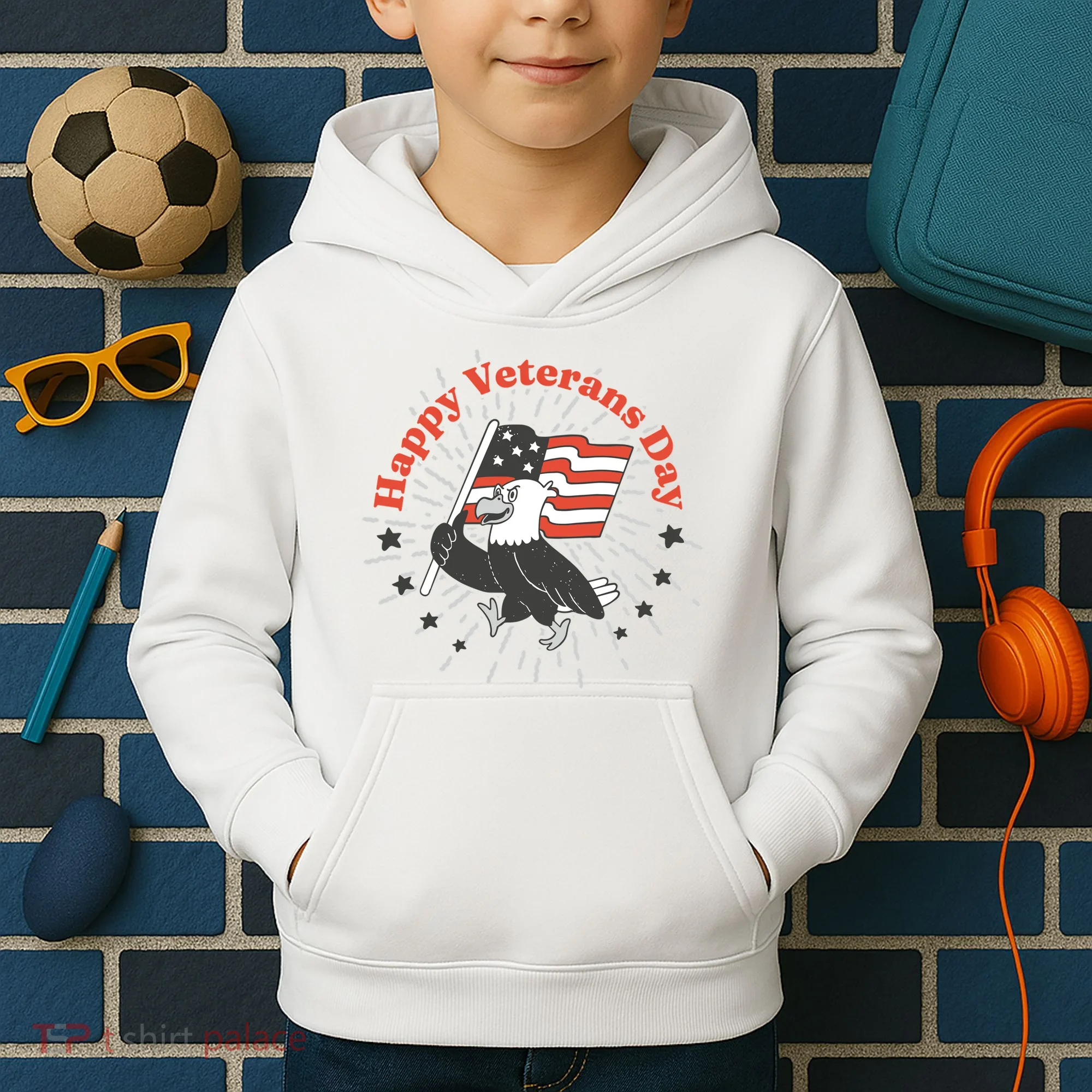 Happy Veterans Day Eagle Kids Hoodie