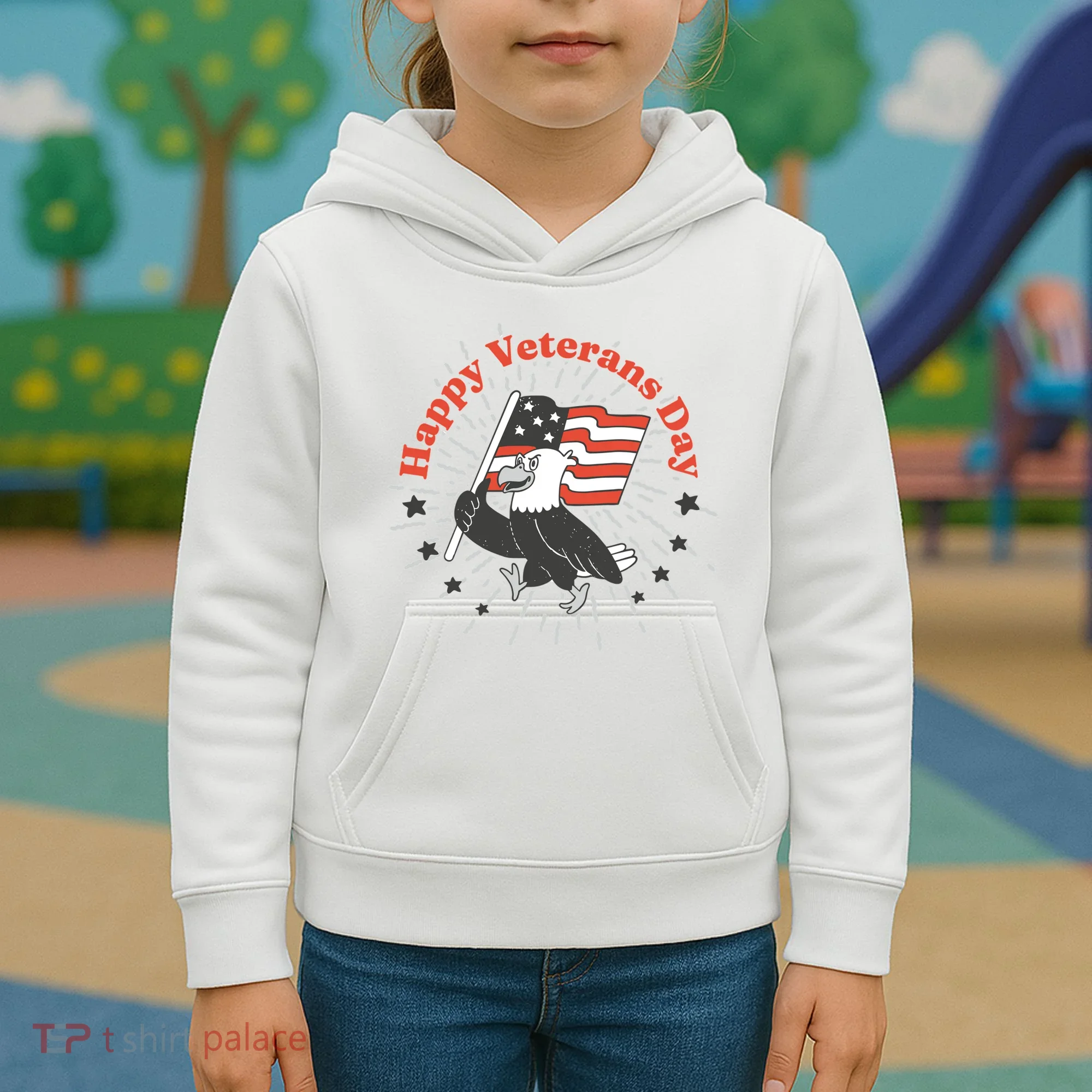 Happy Veterans Day Eagle Kids Hoodie