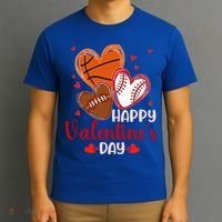 Happy Valentines Day Basketball Baseball Football  T-Shirt thumb 3