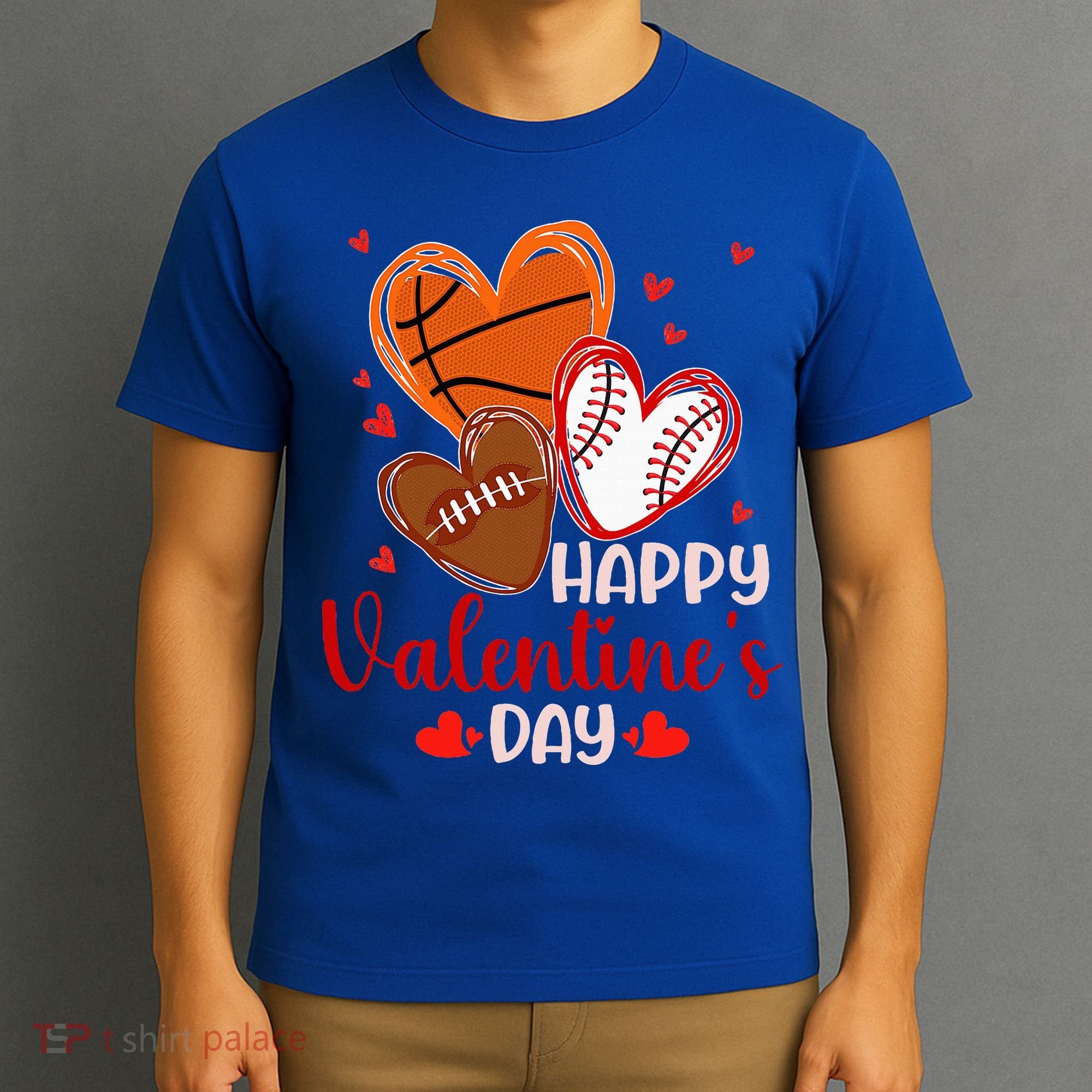 Happy Valentines Day Basketball Baseball Football  T-Shirt