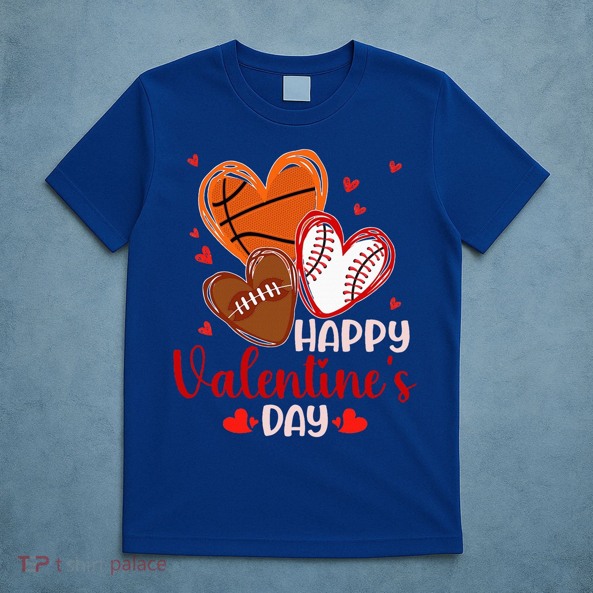 Happy Valentines Day Basketball Baseball Football  T-Shirt