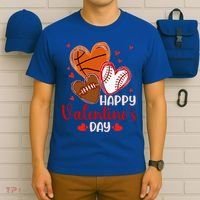 Happy Valentines Day Basketball Baseball Football  T-Shirt thumb 6