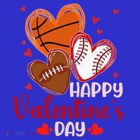 Happy Valentines Day Basketball Baseball Football  T-Shirt thumb 7