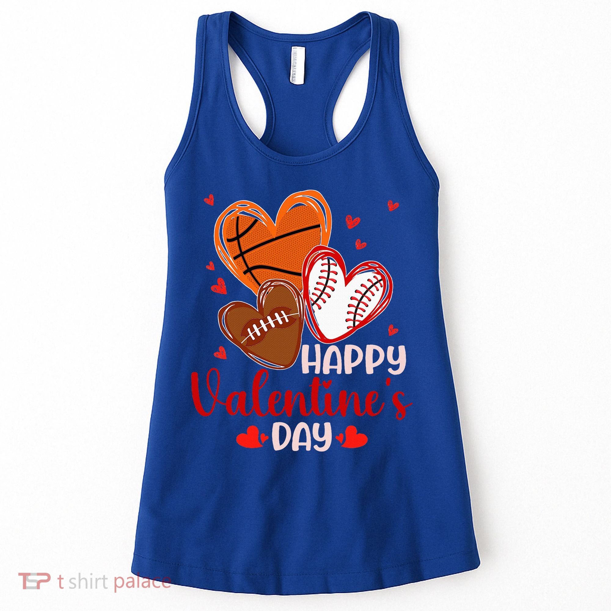 Happy Valentines Day Basketball Baseball Football  Women's Tank Top