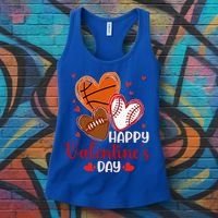 Happy Valentines Day Basketball Baseball Football  Women's Tank Top thumb 3