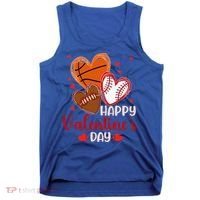 Happy Valentines Day Basketball Baseball Football  Tank Top thumb 0
