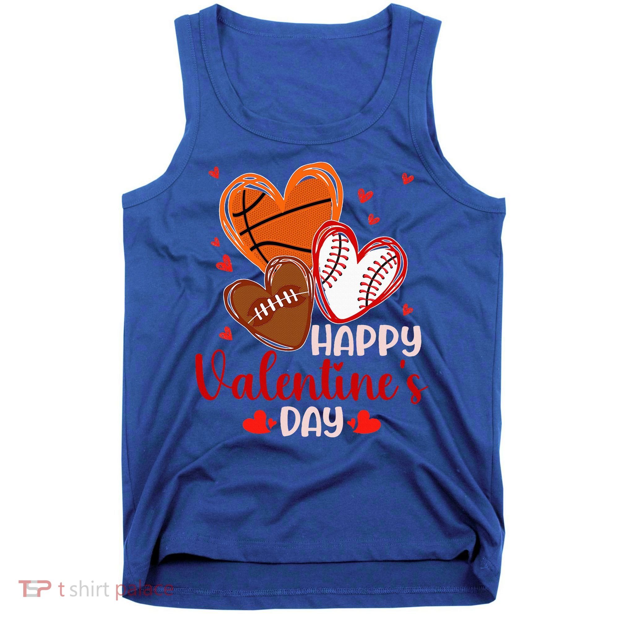 Happy Valentines Day Basketball Baseball Football  Tank Top